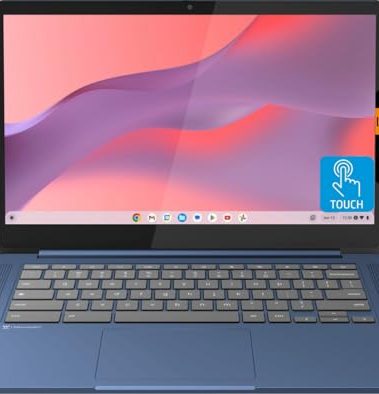 Lenovo Chromebook 14 Touchscreen Laptop (14" FHD Touch Display, 8-Core MediaTek Kompanio 520, 4GB RAM, 128GB Storage (64GB eMMC+64GB SD)), Webcam, 13-Hrs Long-Battery Life, Chrome OS, Abyss Blue
