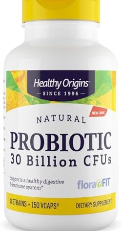 Healthy Origins Probiotic 30 Billion CFU's (Shelf Stable, Non-GMO, Gluten Free, Digestive Health, Gut Health, Immune Support), 150 Veggie Caps