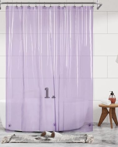 Barossa Design Extra Long Shower Curtain Liner with 3 Magnets - 72" x 84" XL, Waterproof PEVA Lightweight Shower Liner for Bathroom, PVC Free, Metal Grommets - Clear Lavender, 72x84