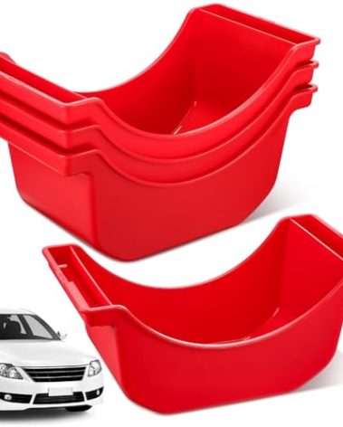 Gisafai 4 Pieces Oil Drain Pan for Wheels Plastic Truck and Trailer Wheel Pan Reusable Oil Drip tool for Wheels(Red)