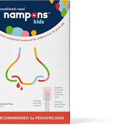 Nampons Kids Nosebleed Stoppers - 6 Easy to Use Nose Bleed Stopper Plugs Kit for Kids. Trusted by Pediatricians. Hypoallergenic Clotting Agent Stops Nosebleeds Fast On Contact. Safe and Pain-Free
