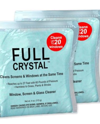 Full Crystal Refill Kit - Two 4 Oz. Crystal Powder Exterior Window Cleaner Packets for Glass and Screens (Cleans Up to 40 Windows)