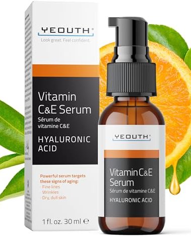 YEOUTH Vitamin C Face Serum with Hyaluronic Acid, Hydrating Vitamin C Serum for Face, Facial Serums Targets the Appearance of Dull Spots 1oz