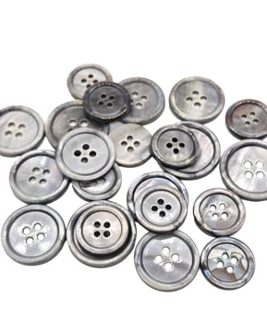 CANDEOLA 22-Pcs Mother of Pearl Shell Buttons | Bulk Natural MOP Shell Buttons for Sewing Crafts Clothes Decorations Blazer Suits Shirts (Smoke Grey, 3 Sizes: 15mm, 18mm, 20mm)
