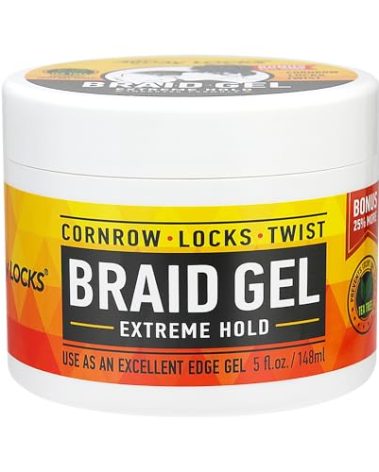 AllDay Locks Braid Gel (5 oz) | Extreme Hold, High Shine | Frizz & Flake-Free Edge Control | Tea Tree, Lavender, Peppermint Oil | Slick & Style Braids, Locks, Twists, Cornrows | 5 oz