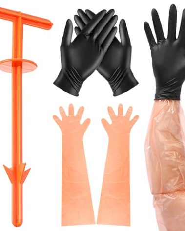 Tellingyou Field Cleaning Tool with Field Dressing Gloves, Big Game Dressing Tool Combo Pack, Deer Processing 6 Pack Long and Short Gut Gloves for Deer Gutting, Deer Cleaning Kit Hunting Accessories