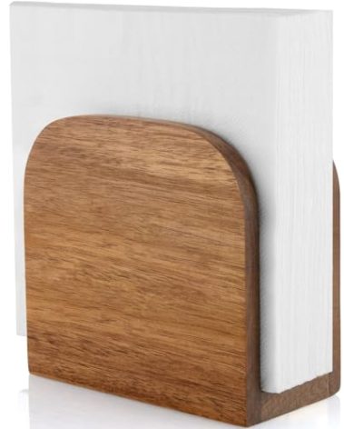 ALELION Acacia Wood Napkin Holder for Table, Wooden Upright Napkin Holders for Kitchen, Standing Napkin Dispenser for Kitchen Dining Room Party Cocktail Outdoor Use