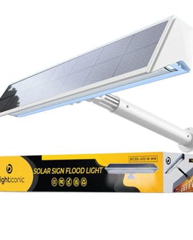Brighticonic Solar Sign Lights Outdoor White – LED Solar Sign Light for House Numbers & Real Estate Signs – 13" Cool White Floodlight, IP65 Waterproof, Dusk to Dawn Solar Mailbox Light