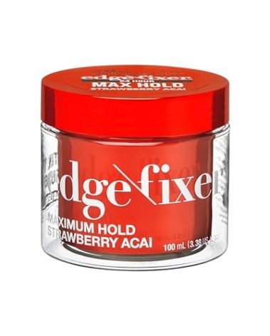 KISS COLORS & CARE Maximum Hold Edge Fixer, Non-Greasy Gel Formula Infused With Biotin B7, 24 Hour Hold, ‘Strawberry Acai’ Scented, 3.38 Fl. Oz. (100 ml)