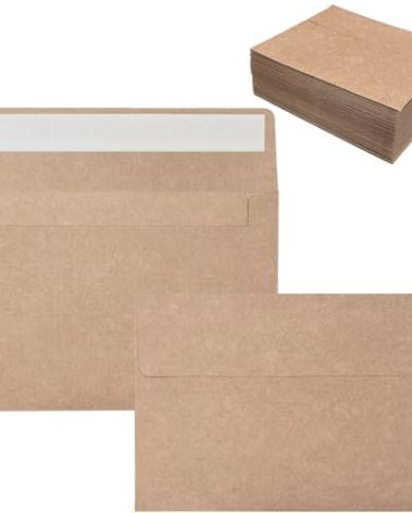 100 Pack 4x6 Envelopes for Invitations, Brown Kraft Envelopes, Self Seal A4 Envelope for Greeting Cards, Photos, Postcards, Invitation Envelope for Wedding, Graduation, Baby Shower, Party