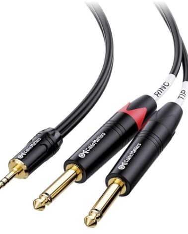 Cable Matters 3.5mm TRS to Dual 6.35mm TS Breakout Cable - 6ft, 1/8 to 1/4 Stereo Cable, 3.5mm to 1/4 Y Splitter Cord