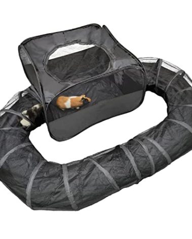 Guinea Pigs Playpen with Surround Tunnel,Pop Open Tent with Tube for Dwarf Rabbits,Chinchilla,Ferret and Other Small Animals to Run and Exercise Indoor or Outdoor (Playpen with Tunnel)