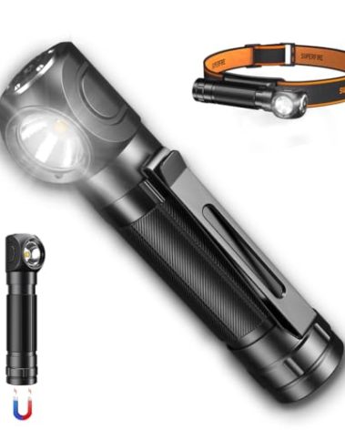 SuperFire Rechargeable Headlamp 1000 Lumens - Waterproof Hands-Free Light with 5 Modes & Magnetic Base | Gift for Men, Dads, Outdoorsmen | Camping, Hunting, Work, Emergency (TH04-S)
