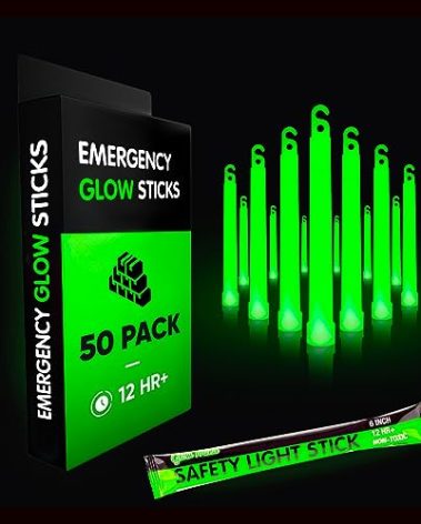 Glow Mind 50 Industrial Grade Glow Sticks, 6 Inch Ultra Bright Emergency Light Sticks with +12 Hours Duration (Green)