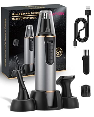 AREYZIN Nose Hair Trimmer for Men 2024 Professional Painless Rechargeable Nose Trimmer for Men and Women, Eyebrow Facial Hair Trimmer, Powerful Motor, IPX7 Waterproof, Dual Edge Blades