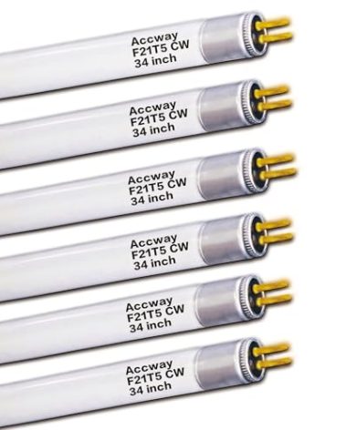 Accway 6pack F21T5/841 34 inch Cool White Fluorescent Light Bulb, 21Watt 4100K Neutral White Light T5 Type Tube, High Brightness 1780 Lumen