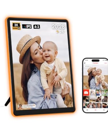 Apolosign 10" Neon Light Digital Frame, 2K Resolution, The Best Digital Picture Frame for Gifting | with 2.5D Glass IPS Touchscreen, WiFi, 32GB Storage, Warm Ambient & Auto Color Transformation LED