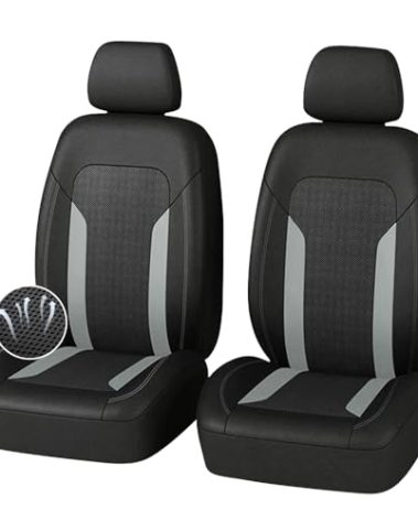 4PCS Cooling Car Seat Covers,Breathable Front Seat Covers with Mesh Construction and Foam Padding,Car Seat Protector to Reduce Back Sweating,Universal Car Interior for Car SUV (Gray)