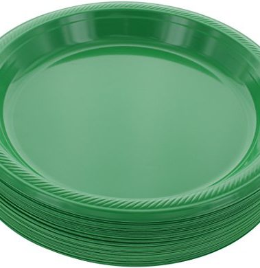 Amcrate Plastic Plate, 10.4 inches, Disposable, Green, Set of 50