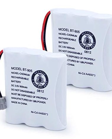 QBLPOWER BT905 BT-800 Cordless Phone Rechargeable Battery Compatible with Uniden BT-905 BT800 BT-1006 BBTY0663001 BP-800 BP-905 P-P501 P-P508 3.6v 600mAh Ni-CD (Pack of 2)