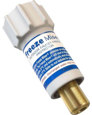 Freeze Miser Outdoor Faucet & Spigot Freeze Protection – Patented Valve Shield, Activates at Water Temperature Below 37°F/3°C – Durable Winter Cover Alternative – Quick Install, Saves Water – 1 Pack