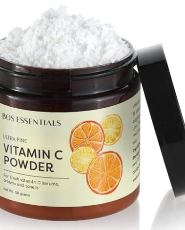 Bos Essentials Ultra Fine Vitamin C Powder, 100% Pure Ascorbic Acid, Non-GMO, Cosmetic-Grade, Dissolves Instantly for DIY Serums, creams, and toners