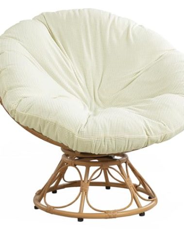 HOMBYS Cover for Papasan Cushion, Soft Slipcover Only (Without Cushion), Removable and Machine Washable Chair Covers with Elastic Closure (Fits 50-52 inch, Cream White)