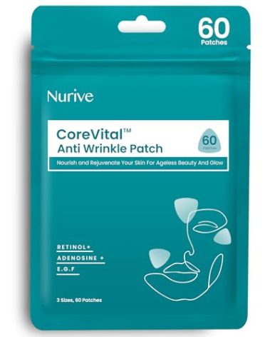 NURIVE Advanced Wrinkle Patches 60ct Smile Line, Frown Line Wrinkle Patches for Facial Korean Skin Care Face Wrinkle Tape Invisible Overnight with Retinol & Collagen (Small (Face))