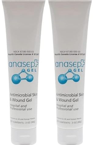 Anasept Skin and Wound Gel 3 oz. Tube (Pack of 2) Comprehensive Wound Care for Effective Cleansing and Healing Scar Ointment and Burn Relief with GeoMetal™ Gauze Pad