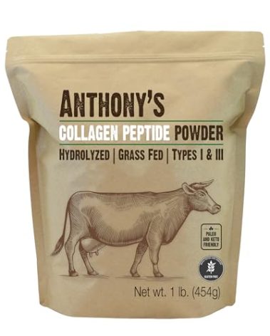 Anthony's Collagen Peptide Powder, 1 lb, Pure Hydrolyzed, Gluten Free, Keto and Paleo Friendly, Grass Fed, Unflavored, Non GMO