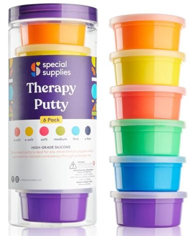 Special Supplies Therapy Putty for Kids and Adults - Resistive Hand Exercise Stress Relief Therapy Putty Kit, Set of 6 Strengths, 3 Ounces of Each Putty