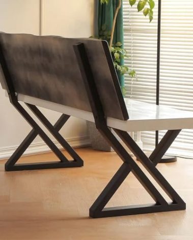 HEONITURE 16 Inch Metal Bench Legs,Backrest Bracket Set of 2,Ideal for DIY Projects with Butcher Block Countertops and Wood Slab Benches Indoor/Outdoor (Black, 16" x 17.7")