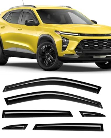 ISINLASSO Tape-On Rain Guards Compatible with Chevrolet Trax MK2 2023+ Black Extra Durable Shatterproof Side Window Deflectors, Vent Window Visors, Wind Deflectors - 6 PCS