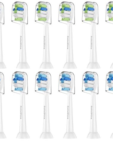 GottaShine Replacement Toothbrush Heads for Philips Sonicare – Plaque Control, Compatible with Click-on Electric Toothbrush Handles, 12 Pack White