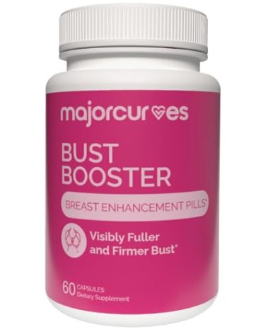 Major Curves Bust Booster Breast Enhancement Pills – Natural Supplement for Breast Growth, Firmness, Fuller Shape, Curvier Bust, Rounder Cleavage, Volume Boost – Made in USA