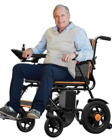 AIRHOT Foldable Electric Wheelchair for Adults, 15 Miles Long Travel Range Power Wheelchair, 300LBS Weight Capacity, All Terrain Motorized Wheelchair for Seniors Portable