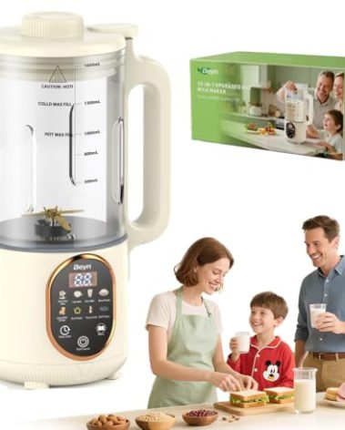 Beyn 60oz Nut Milk Maker Machine with 48 Titanium Blades, 10-in-1 Automatic Nut Milk Maker, Soy Milk Maker with Delay Start&Keep Warm, Almond Milk Maker for Homemade Oat, Milk Shake