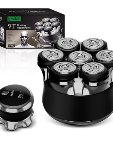 Head Shavers for Bald Men – Bald Head Shavers for Men, 7D Rotary Blades Electric Razor, Waterproof, Cordless USB-C Fast Charging with LED Display