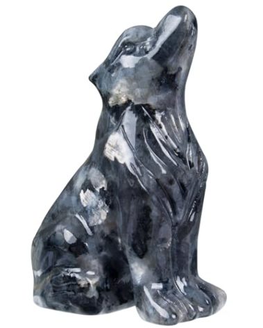 Ytbeoxk 2 Inch Shimmer Stone Wolf Crystal Statue Wolf Decor Healing Crystal Wolf Figurines Hand Carved Stone Energy Gemstones for Luck Statue in Home and Office Meditation