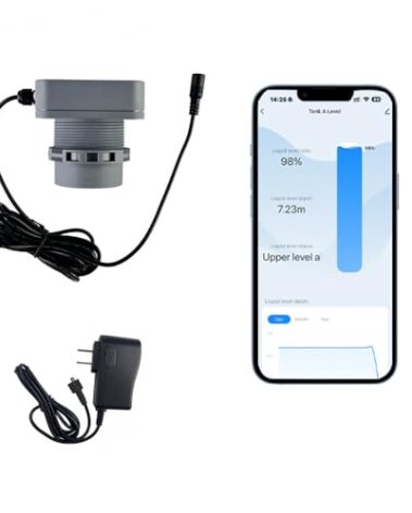 HTSZIOT 8m(314.96in) Well Depth Detector Outdoor Liquid Measurement Alarm Ultrasonic Level Meter Tank Level Monitor Water Indicator Pond Level Sensor Accurate High-precision Stability Detection System