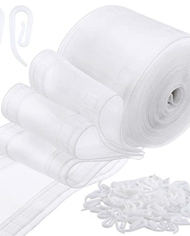 Transparent Wave Curtain Tape 6 Yards/100 Hooks for Curtains Drape Ripple Fold Drapery Tape