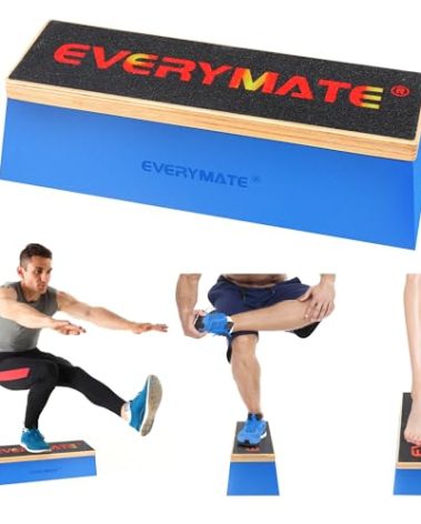 EVERYMATE Squat Block Athletic Balance Trainer for Stretching, Fitness, and Physical Therapy, Improve Balance, Stability, and Athletic Performance, Home Gym and Personal Training Equipment