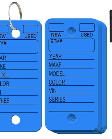 Gersoniel 200 Pcs Poly Car Key Tags with 200 Pcs Rings and 2 Markers, Plastic Key Ring Tags with Labels Identifiers Keychain Labels for Car Truck Rv Dealer Luggage (Blue)