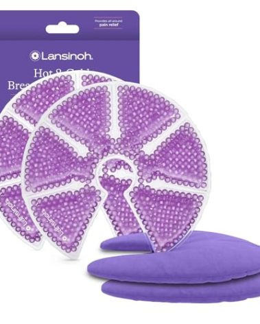 Lansinoh Breast Therapy Packs, Hot and Cold Breast-Pads with 2 Soft Covers, Postpartum Essentials for Nipple Pain Relief, Mastitis, Engorgement, Support for Breastfeeding and Pump Aid, 2 Pack