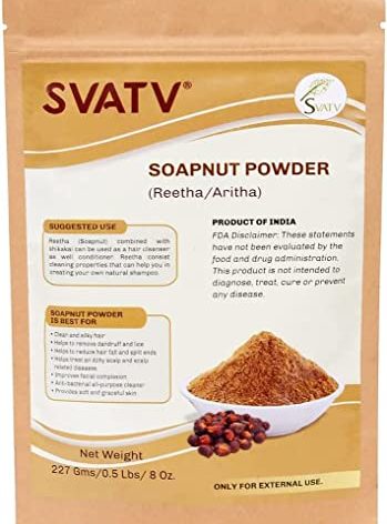 SVATV Soapnut Powder | Reetha | Aritha Powder For Natural Hair Care | Sapindus Mukorossi | Natural Shampoo Ayurvedic Hair Cleansing Conditioner Powder For Men & Women 227g | Half Pound | 8oz