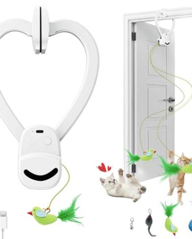 CATPICK Interactive Cat Toys for Indoor Cats Automatic Electric Flying Bird Feather Mouse Toy - Best Kitten & Adult Cat Enrichment Mouse cat Toy Hanging Electric Kitty Toys for Bored Cats