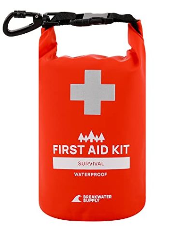 Breakwater Supply™ Waterproof Survival First Aid Kit, 101 Piece AFAK Emergency Supplies in Dry Bag, IFAK Trauma Kit Bug Out Bag for Camping, Hiking, Boating, Fishing, Hunting with Splint (Red)