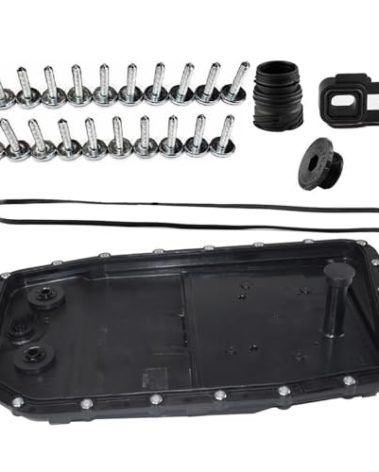 Bapmic 6HP26 Transmission Oil Pan W/Drain Plug Gasket and Bolts Compatible with BMW 745Li X5 24117571227