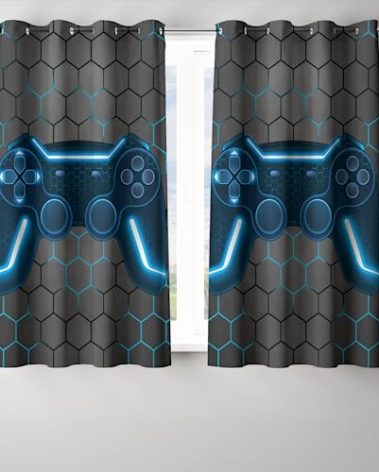 NTBED Game Console Blackout Curtains Drapes for Kids Bedroom Play Room 2 Panels Darkening Grommets Window Treatment, 42Wx63L, Blue