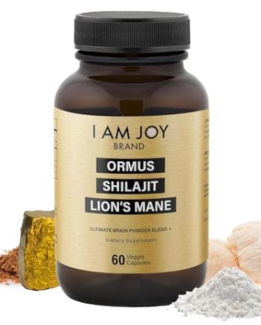 I Am Joy co. Ormus Shilajit Lion's Mane - Ultimate Brain Power! Monoatomic 24k Gold - The Only Blend of Its Kind for Energy, Memory, & Focus - 60 Vegan Capsules